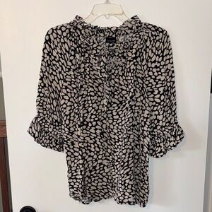 Who What Wear Black and Cream Patterned Blouse